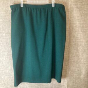Alfred Dunner Womens Green Pull On Elastic Pencil Skirt Size 14 With Pockets
